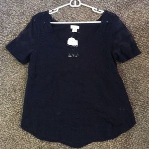 Shear navy Anthropologie top (M)